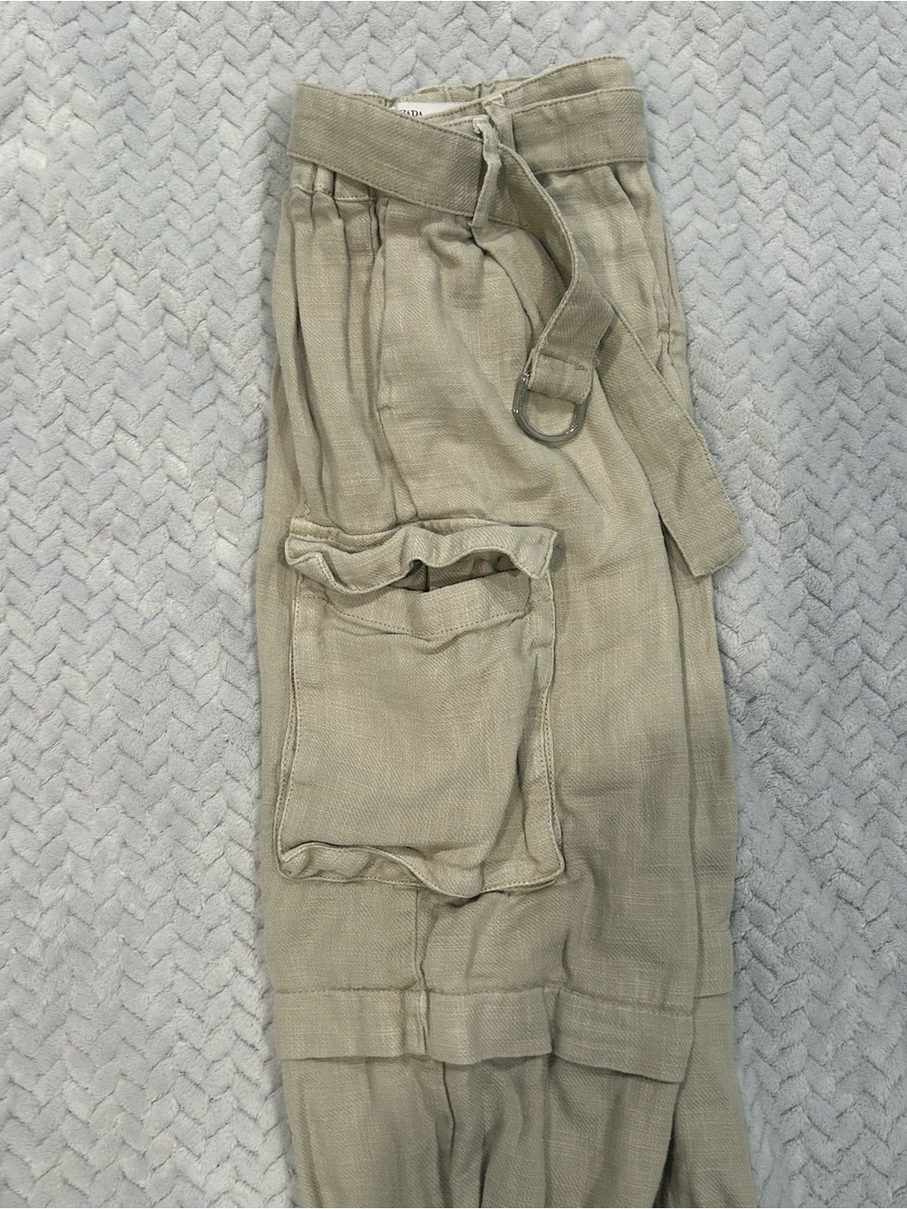 Zara girls linen Cargo pants  in Light Khaki